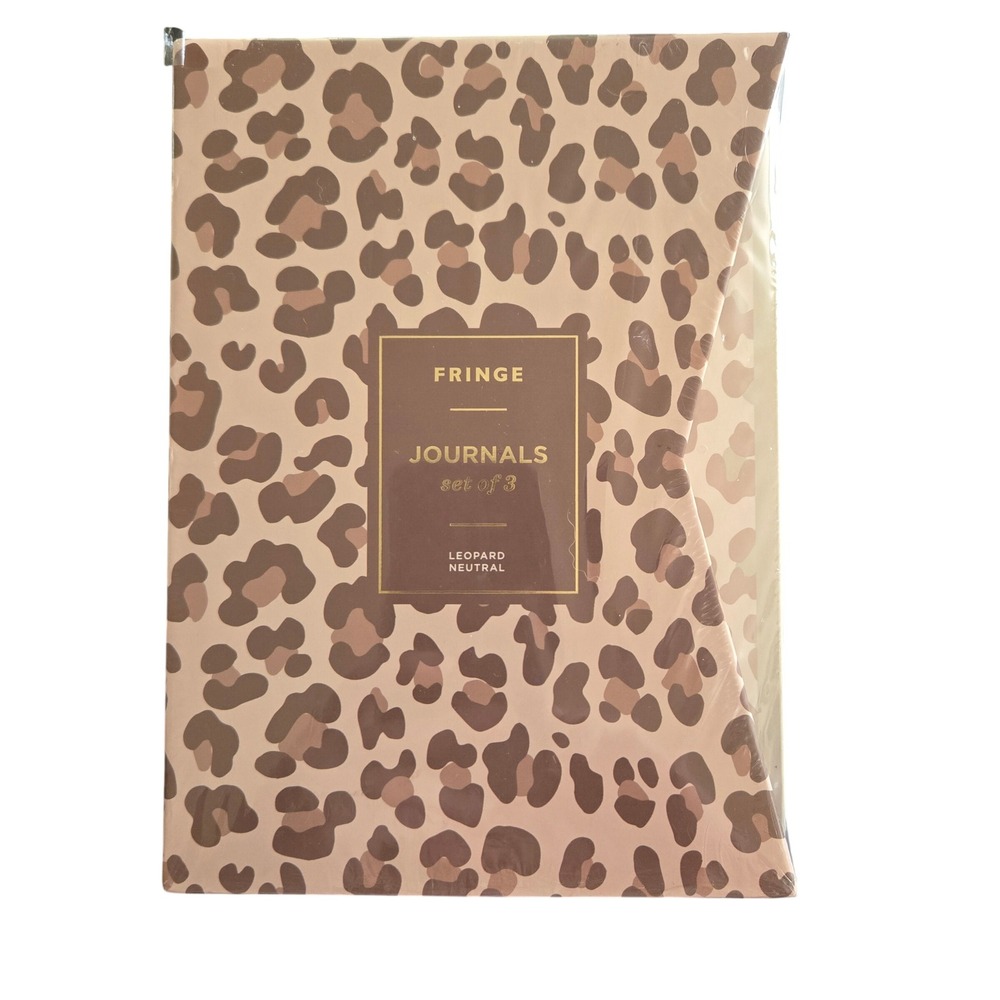 Fringe Studio Journals Set of 3 Neutral Leopard New Lined Notebooks